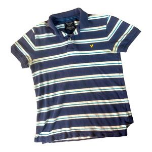 AMERICAN EAGLE OUTFITTERS THE EAGLE POLO Vintage Blue Striped - Size Extra Small
